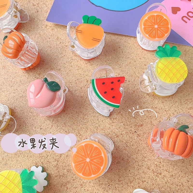 New Korean ins cartoon fruit hair clips for girls, cute and fresh top clips, small and adorable fruit side clips, top clips and hair accessories full figure