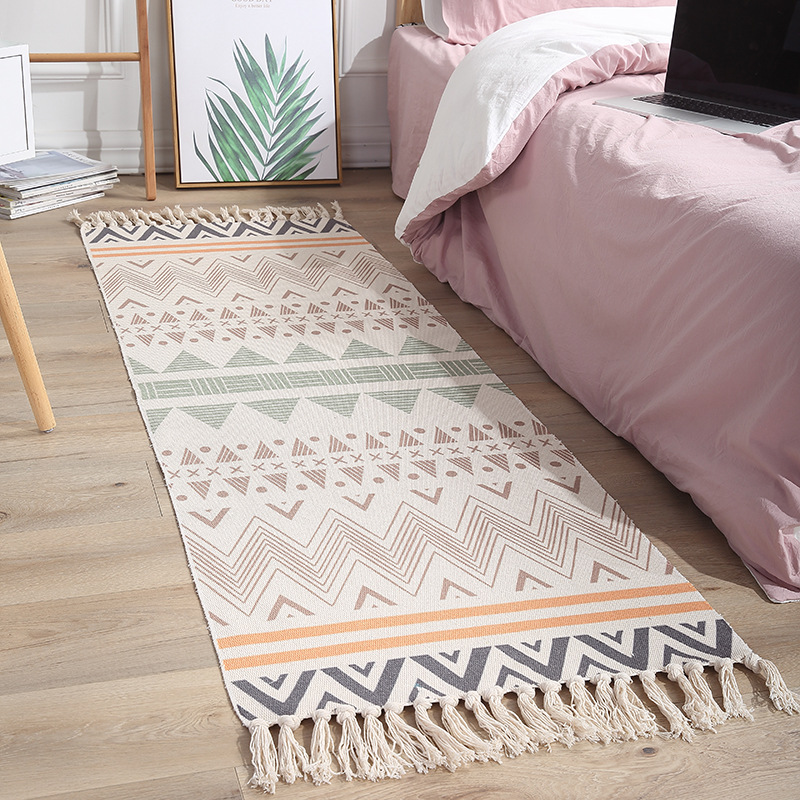 Cross-border ethnic style cotton and linen floor MATS, retro plain tapestries, handcrafted carpets, study and bedroom sofa cushions, one-piece consignment Specification image