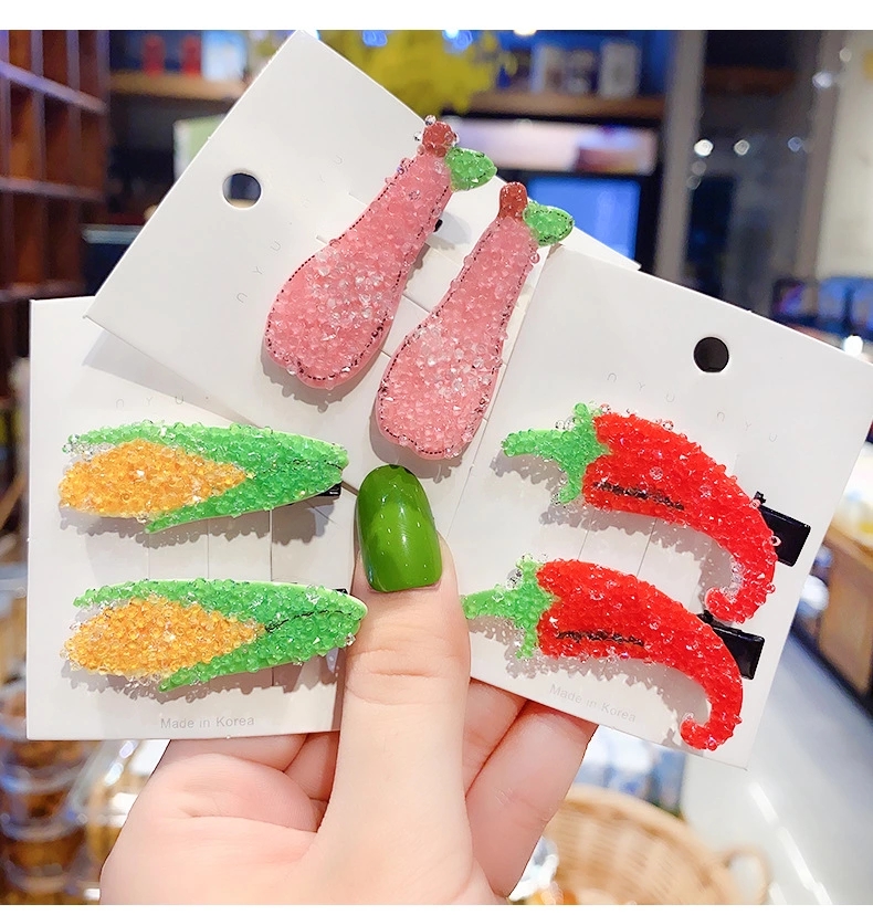 Cute girl fruit diamond hair clip, new baby back head bb clip, Korean cartoon bangs clip, children's hair accessory Specification drawing