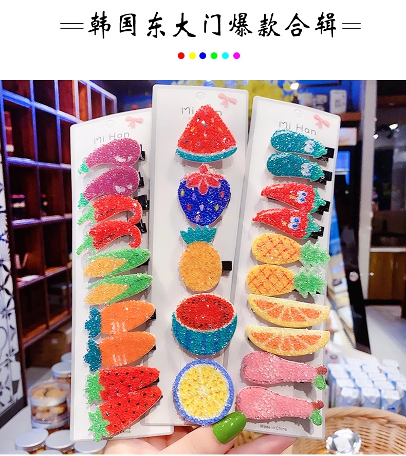Cute girl fruit diamond hair clip, new baby back head bb clip, Korean cartoon bangs clip, children's hair accessory full figure