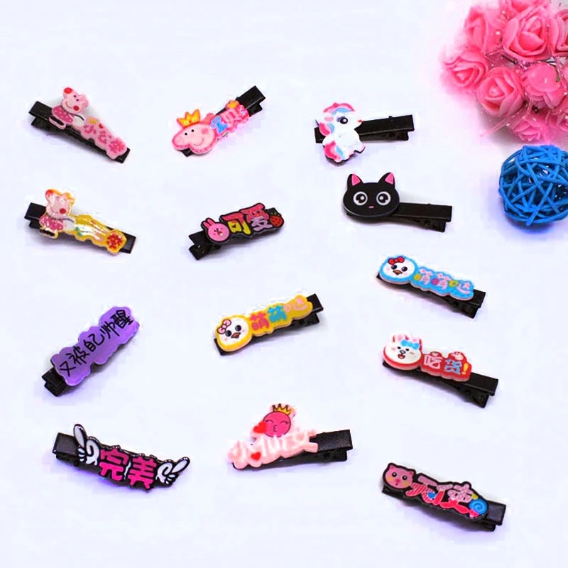 Children's hair clips, cartoon, cute and energetic girls, Chinese character hair clips, headwear, bangs, children's cute side clips wholesale details Picture