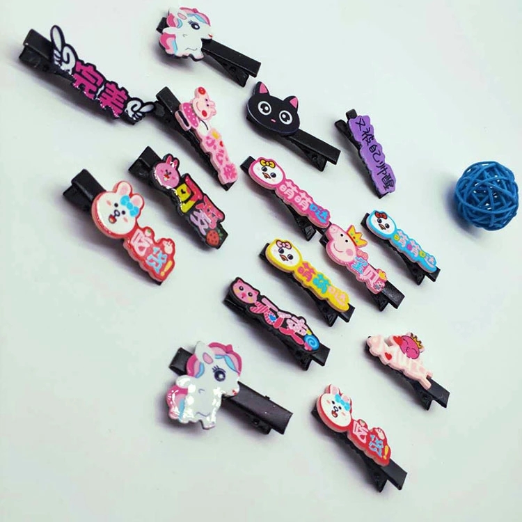 Children's hair clips, cartoon, cute and energetic girls, Chinese character hair clips, headwear, bangs, children's cute side clips wholesale Application Scenario