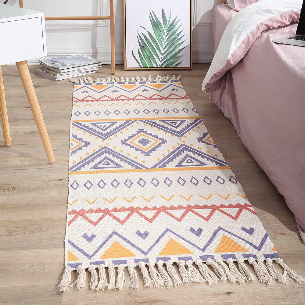 Cross-border ethnic style cotton and linen floor MATS, retro plain tapestries, handcrafted carpets, study and bedroom sofa cushions, one-piece consignment