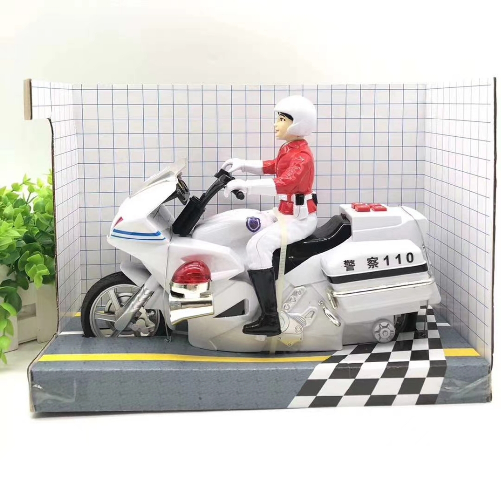 Factory direct sales of ABS material inertial motorcycles with lights and 4 story toys for urban patrol police are selling well at street stalls details Picture