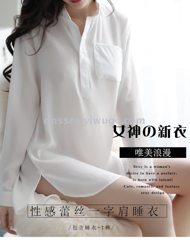 Sexy lace one-shoulder pajamas for a boyfriend's shirt