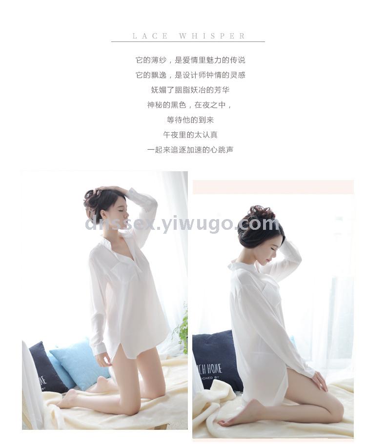 Sexy lace one-shoulder pajamas for a boyfriend's shirt Specification image