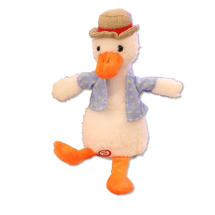 Tea art duck birthday gift: A girl gives her girlfriend a creative best friend plush toy. The sand sculpture duck can learn to speak and can be repeated Item Picture