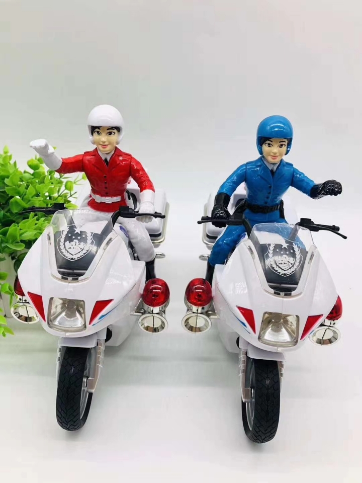 Factory direct sales of ABS material inertial motorcycles with lights and 4 story toys for urban patrol police are selling well at street stalls full figure