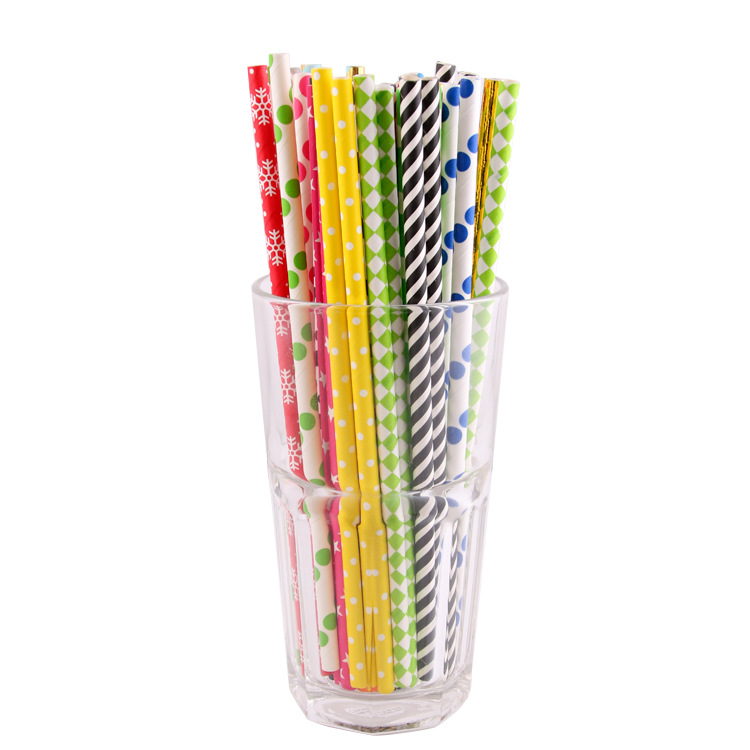 Environmental Safety And Health Degradable Color Striped Wood Pulp Paper Straw Europe And The United States European High-End Party Party Specification drawing