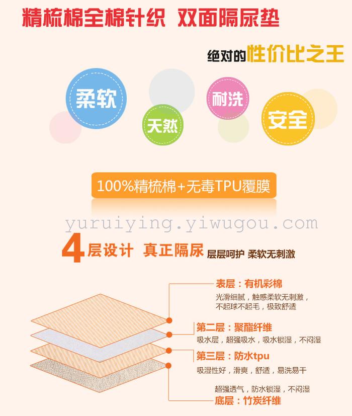 Wholesale baby waterproof and leak-proof pads, universal diaper isolation bed pads for infants and toddlers, home mother and baby bedding, 50*76cm details Picture