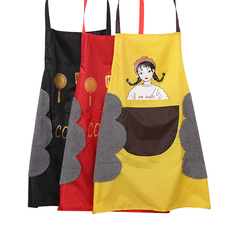 Add waterproof and stain apron Household oil-proof apron Printed apron Advertising promotion apron Beauty printed apron tableware printed apron wipe towel apron wipe hand apron Cartoon apron