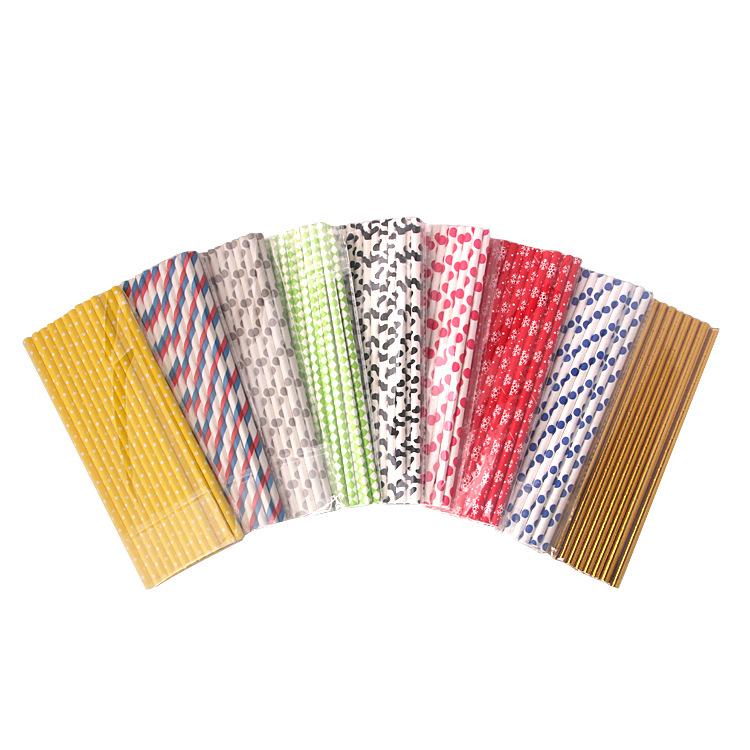 Environmental Safety And Health Degradable Color Striped Wood Pulp Paper Straw Europe And The United States European High-End Party Party details Picture
