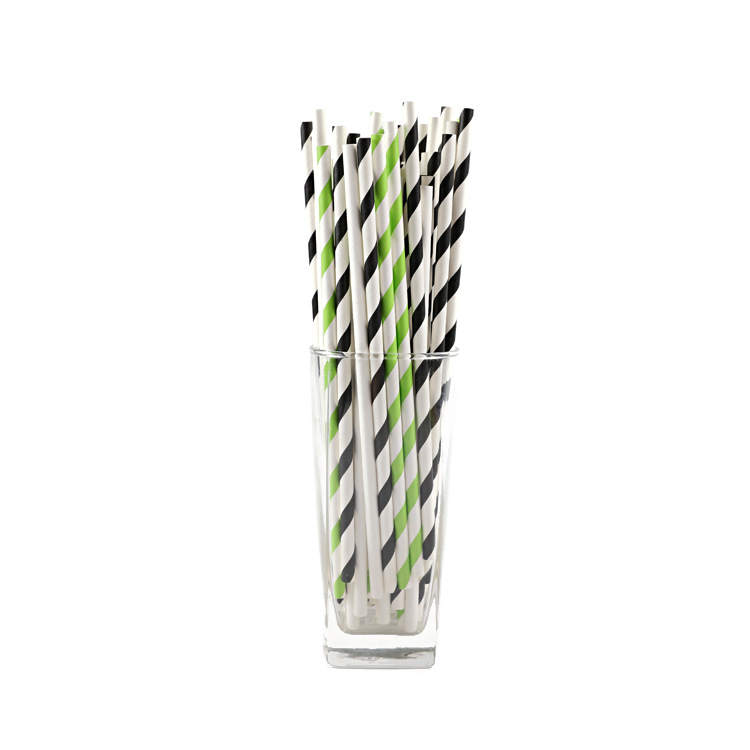 Disposable Color Juice Drink Paper Straw Hotel Catering Environmentally Degradable Striped Coffee Tea Drink Paper Straw