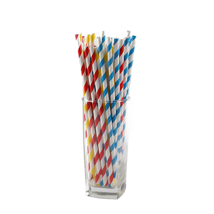 Disposable Color Juice Drink Paper Straw Hotel Catering Environmentally Degradable Striped Coffee Tea Drink Paper Straw Specification drawing