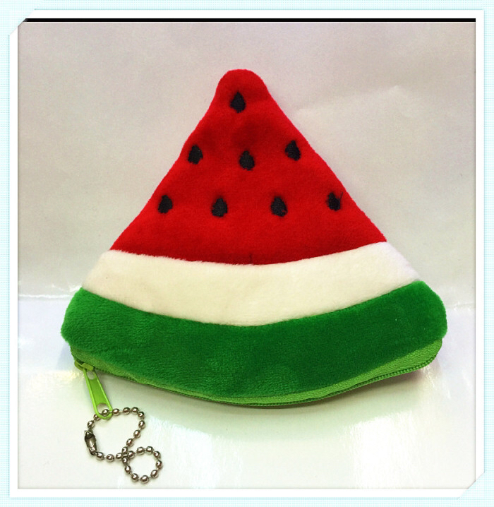 Plush wallet, coin purse, triangular fruit coin purse, watermelon coin purse, coin case, embroidered fruit case full figure
