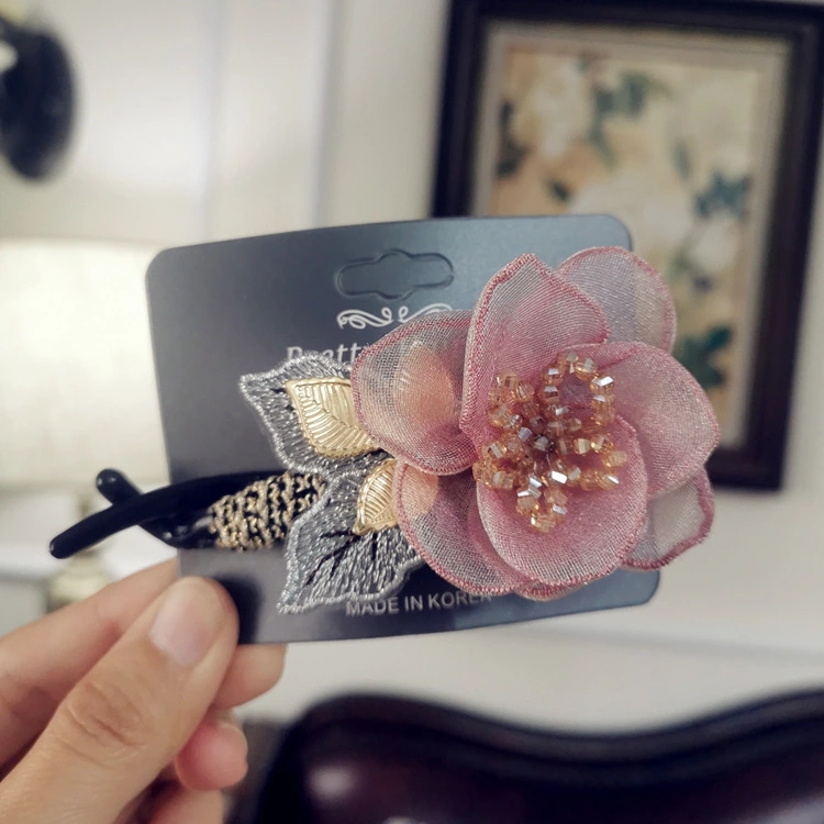 Factory direct sales of best-selling hair accessories wholesale, high-end premium flower crystal alloy hair curls, twist clips and hair clips are selling well Specification drawing