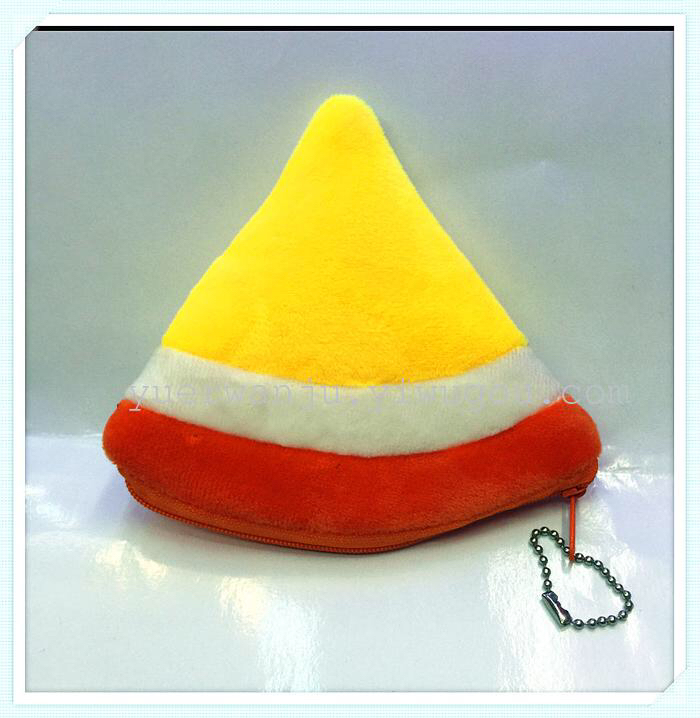 Plush wallet, coin purse, triangular fruit coin purse, watermelon coin purse, coin case, embroidered fruit case Item Picture