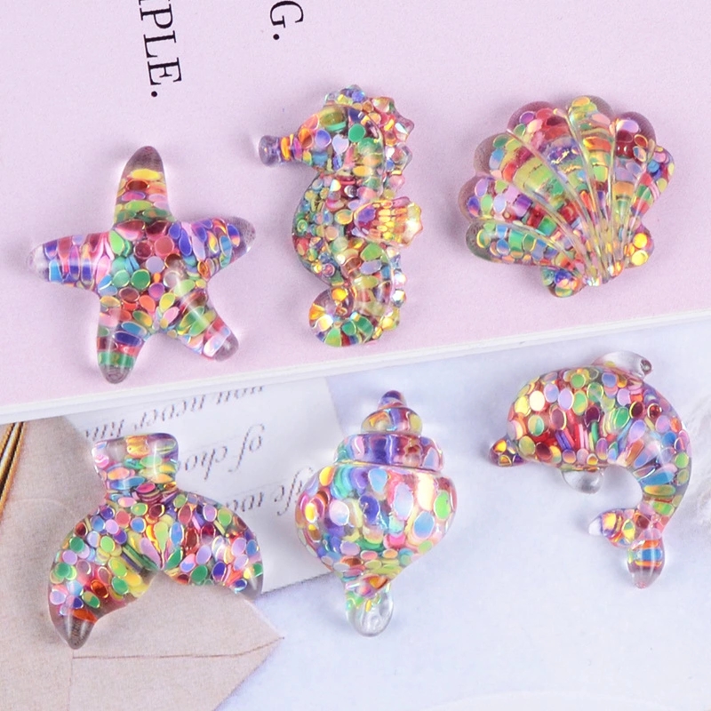 Sequin Sea Seahorse shell Starfish diy hairband Hair accessory material Drop glue mobile phone case accessories Resin accessories full figure