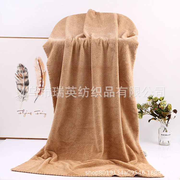 Superfine fiber absorbent quick-drying 60*120 bath towel, household soft coral fleece bath towel, beach towel, daily necessities Item Picture