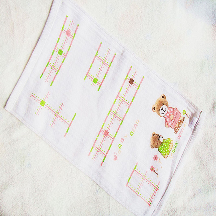 Foreign trade honeycomb double-layer gauze towel, children's absorbent printed towel, 25*50cm, factory direct sales