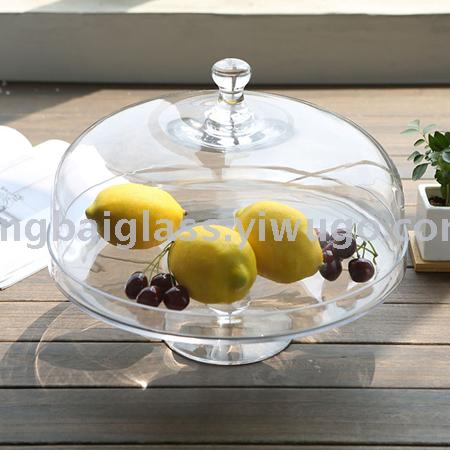European glass cake plate glass dust cover high tray glass fruit plate dessert dessert display plate