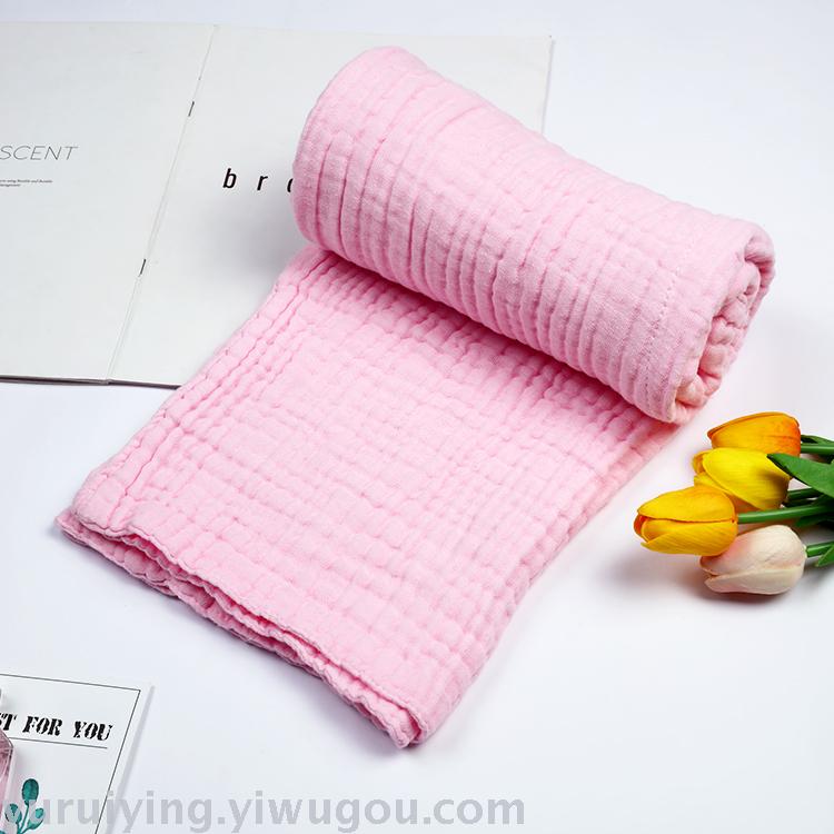 Factory direct sales of children's quilts, bubble gauze, baby bath towels, plain baby color, cartoon 6-layer blanket for newborns Item Picture