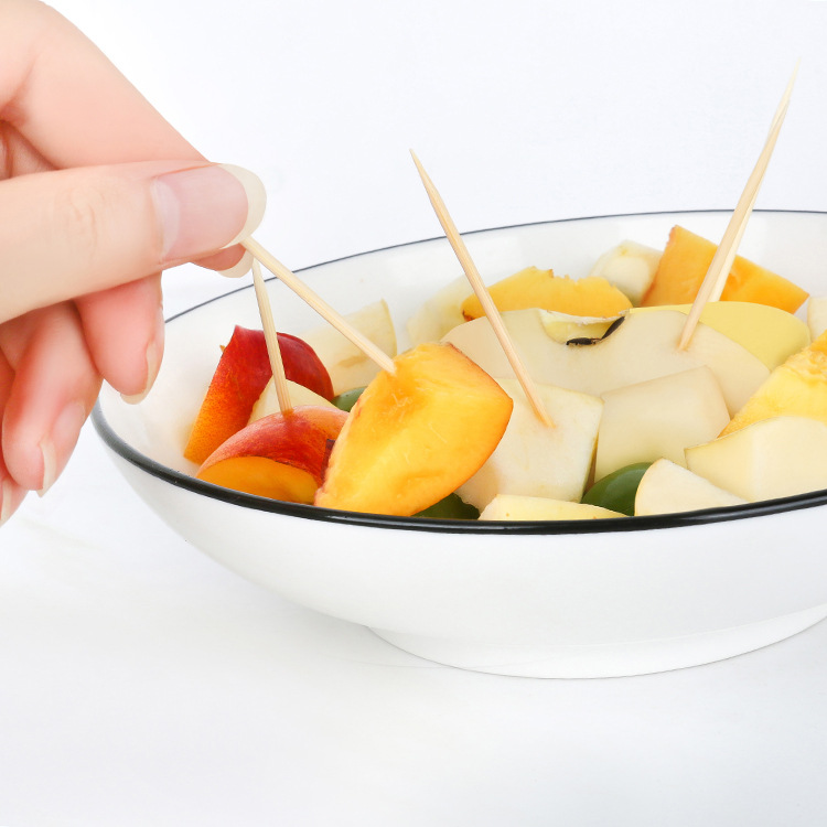 Free shipping, bulk sale of disposable bamboo picks, family set, double-headed pointed fruit toothpicks, eco-friendly hotel disposable toothpicks Specification image