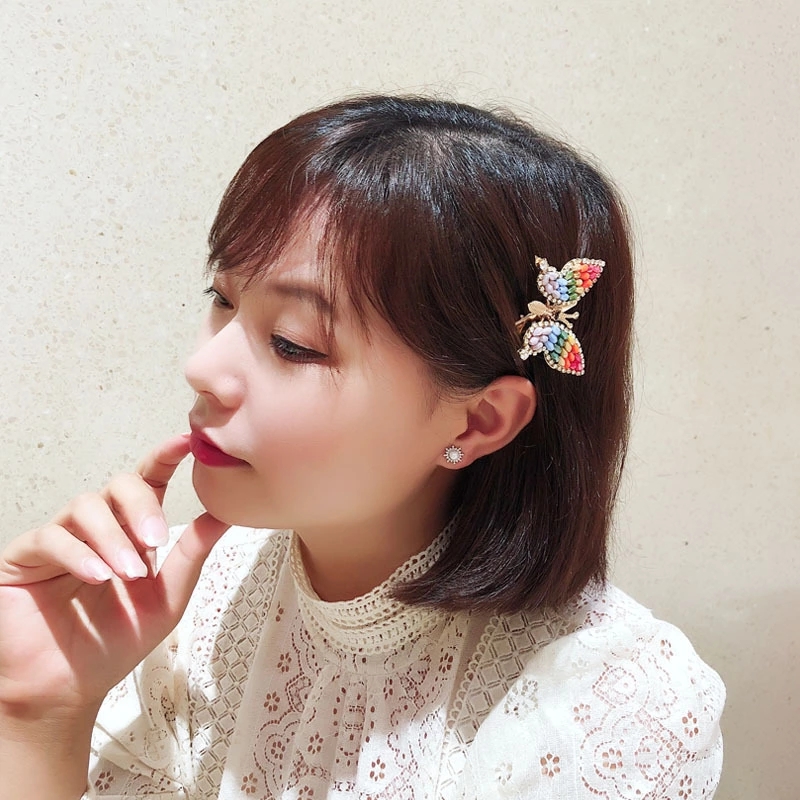 Moving butterfly hairpins, headwear, hair clips, super fairy forest style, sweet and nostalgic, shaking pearl clips, from South Korea Item Picture