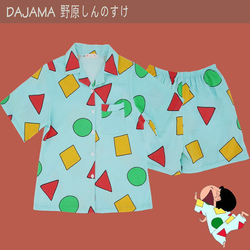 Summer pajamas, Crayon Shin-chan principal's style short sleeves and shorts, InS-style cartoon three-piece set with eye mask, home wear Item Picture