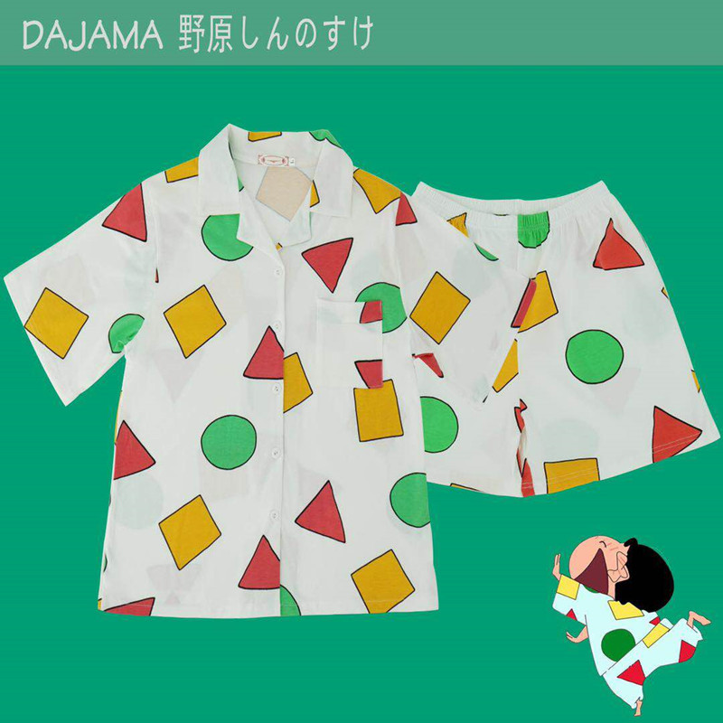 Summer pajamas, Crayon Shin-chan principal's style short sleeves and shorts, InS-style cartoon three-piece set with eye mask, home wear