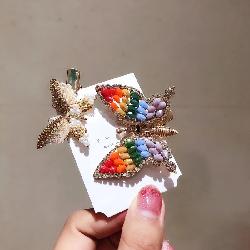 Moving butterfly hairpins, headwear, hair clips, super fairy forest style, sweet and nostalgic, shaking pearl clips, from South Korea details Picture