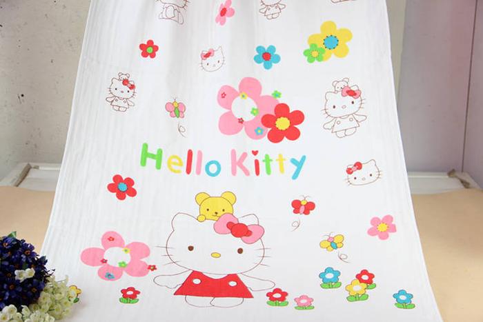Honeycomb gauze towels, 85*85 bath towels, children's bath towels, printed baby products, foreign trade bath towels Item Picture