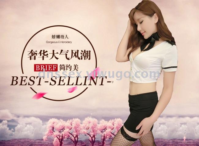 Doll collar uniform, flight attendant V-neck lace sexy short skirt, luxurious and simple style uniform, sex underwear Item Picture