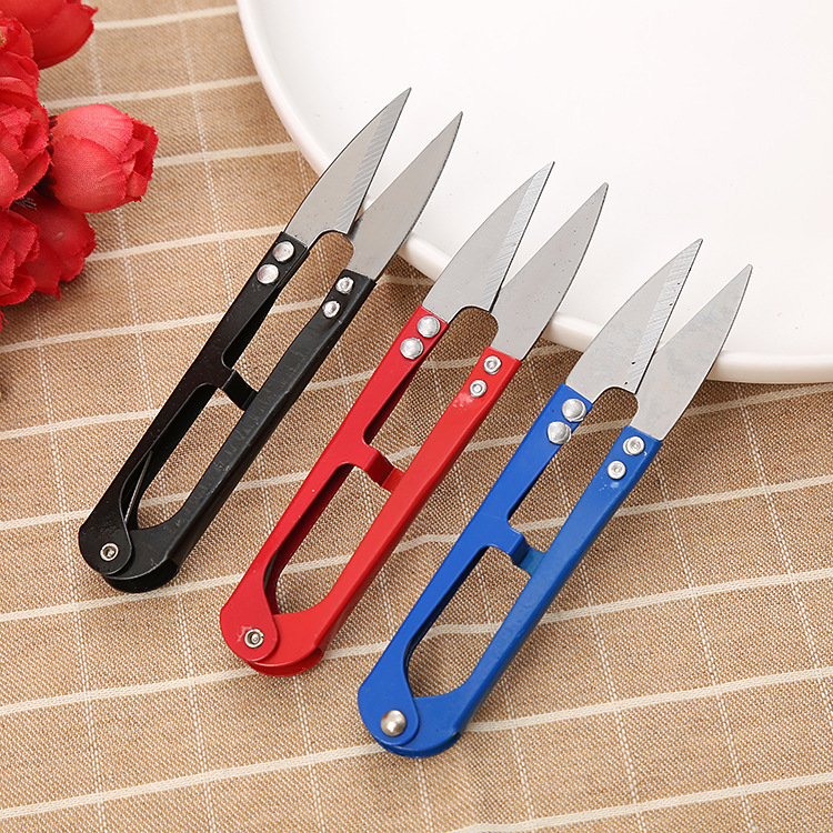 Home sewing scissors U - shaped color yarn scissors cross - stitch thread head scissors fishing line scissors spring scissors manufacturers