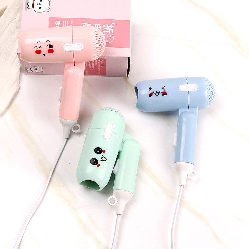 Cute cartoon mini hair dryer, student dormitory hair dryer, foldable portable home cold and hot air blower details Picture