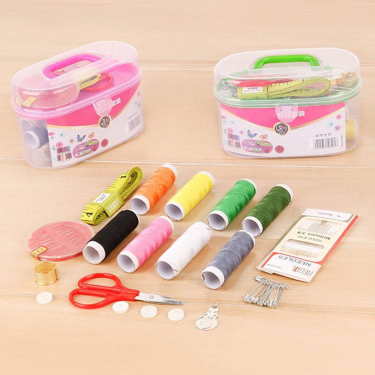 Household Small Treasure Box Multi-Functional Hand-Held Sewing Box Sewing Sewing Portable Finishing 8-Piece Sewing Kit