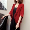 Solid color, stylish and trendy large-sized tassel shawl cardigan 2019 Spring and autumn Korean-style waistcoat knitted sweater versatile sweater for women details Picture
