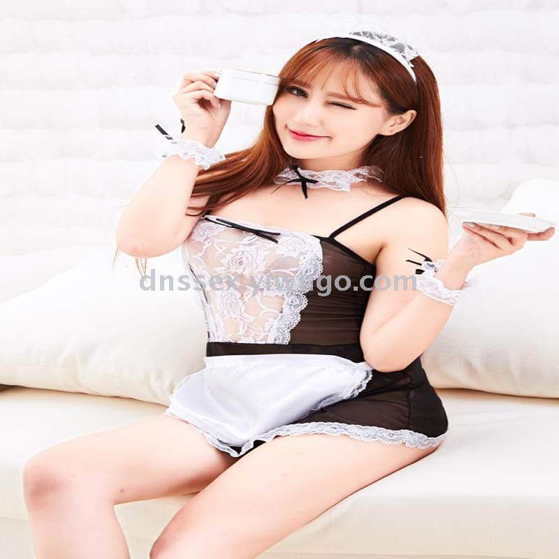 Sex underwear export one-piece dress, sex underwear with hollowed-out chest and vacuum back, sexy maid dress Application Scenario