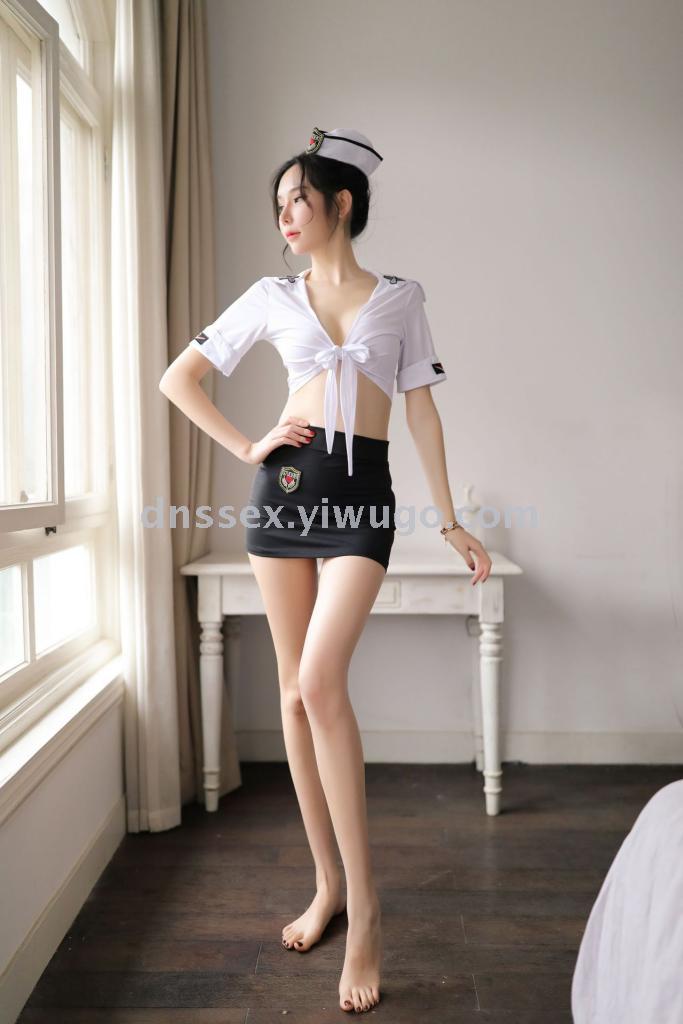 The classic black and white series of strapless police uniforms for women, deep V-neck backless ultra-thin sexy women's home wear Application Scenario
