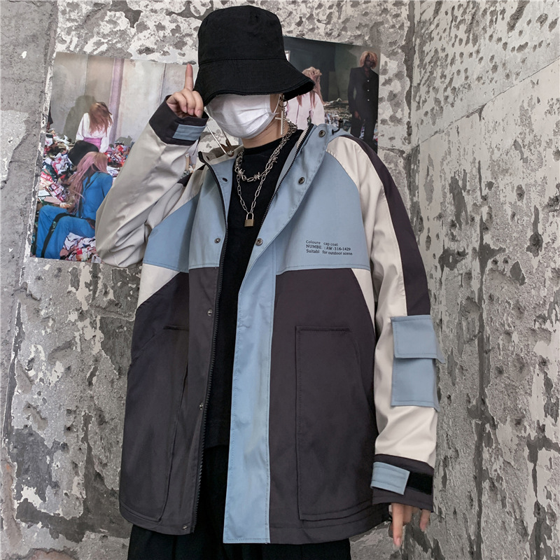 Harajuku style casual student workwear color-block baseball jacket for women 2020 autumn new style bf loose salt hooded jacket Application Scenario