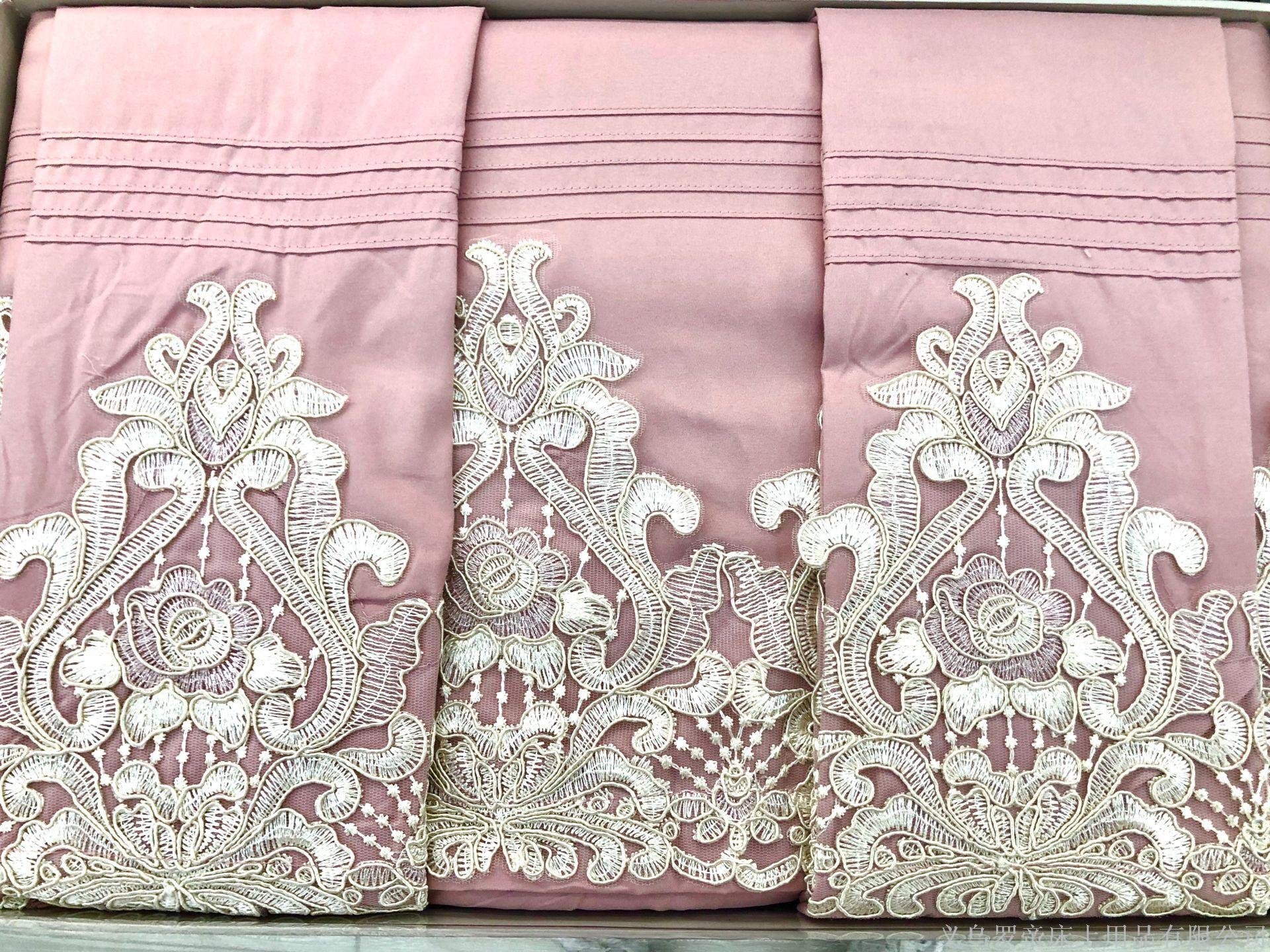 Corazón de chica 100% algodón teñido de hilo algodón lavado set de 4 piezas edredón de algodón pequeño fresco princesa viento bordado ropa de cama Item Picture