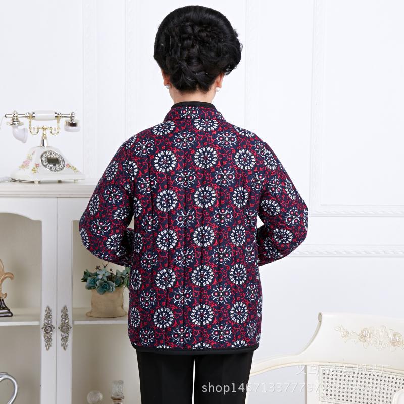 Wholesale of women's cotton-padded jackets for middle-aged and elderly people in autumn and winter, thickened with fleece, large-sized cotton-padded clothes for mothers, and warm cotton-padded jackets with fleece Specification image