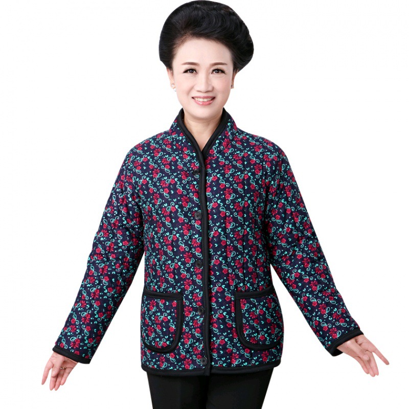Wholesale of women's cotton-padded jackets for middle-aged and elderly people in autumn and winter, thickened with fleece, large-sized cotton-padded clothes for mothers, and warm cotton-padded jackets with fleece Item Picture