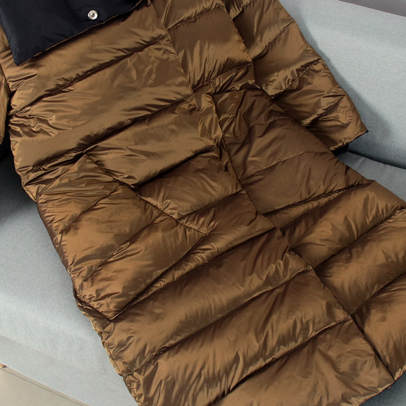 The 2019 winter new down jacket for women, mid-length, knee-length, double-sided wear, white duck down, a bestseller, slim-fit, large-sized coat, is in vogue Specification image