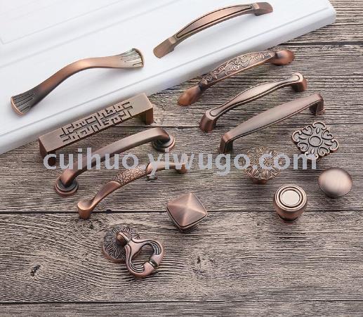 New simple European style red antique copper handle for overall kitchen cabinets, wardrobes, drawers, rosewood furniture, antique handle