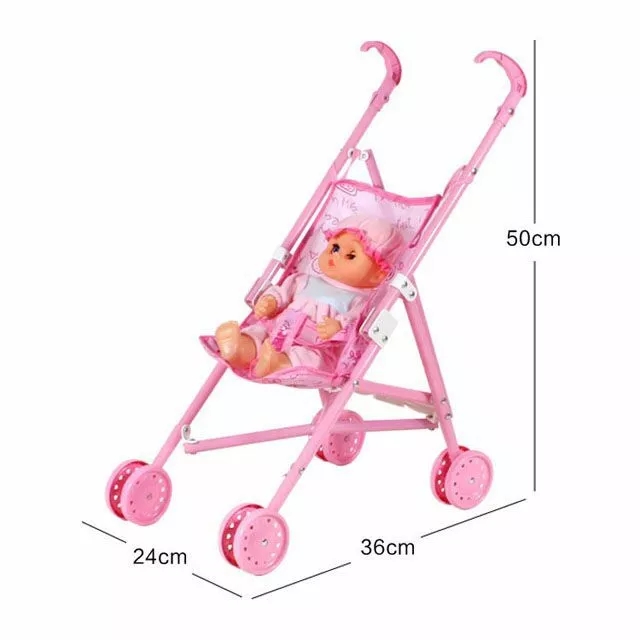 Factory direct sales of simulation trolleys, doll toys, plastic small trolleys, girls' house toys, baby trolleys Item Picture