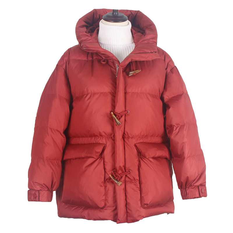 The new and popular Korean style loose, fashionable and thickened down jacket for women with horn buttons is being cleared out for the off-season Item Picture