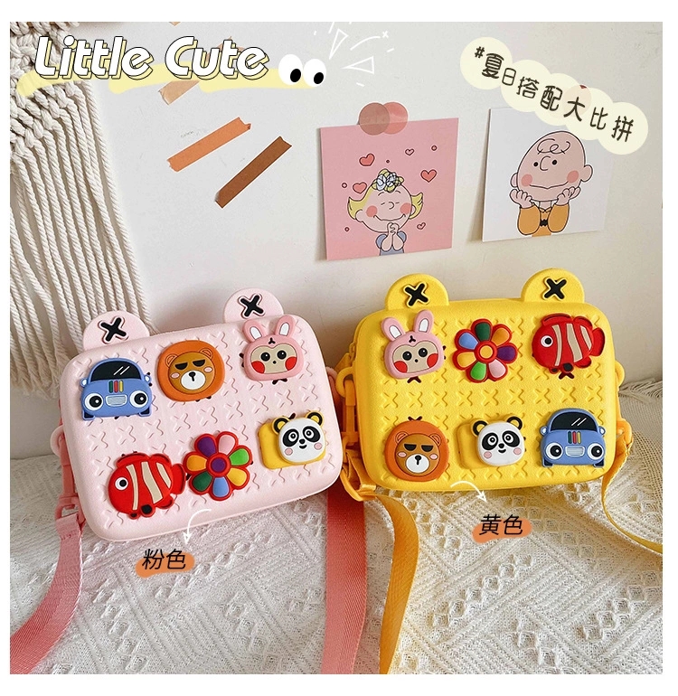 2022 New Style Mengkachu Korean version silicone children's Bag, Summer cute cartoon square bag, single-shoulder crossbody bag for girls full figure