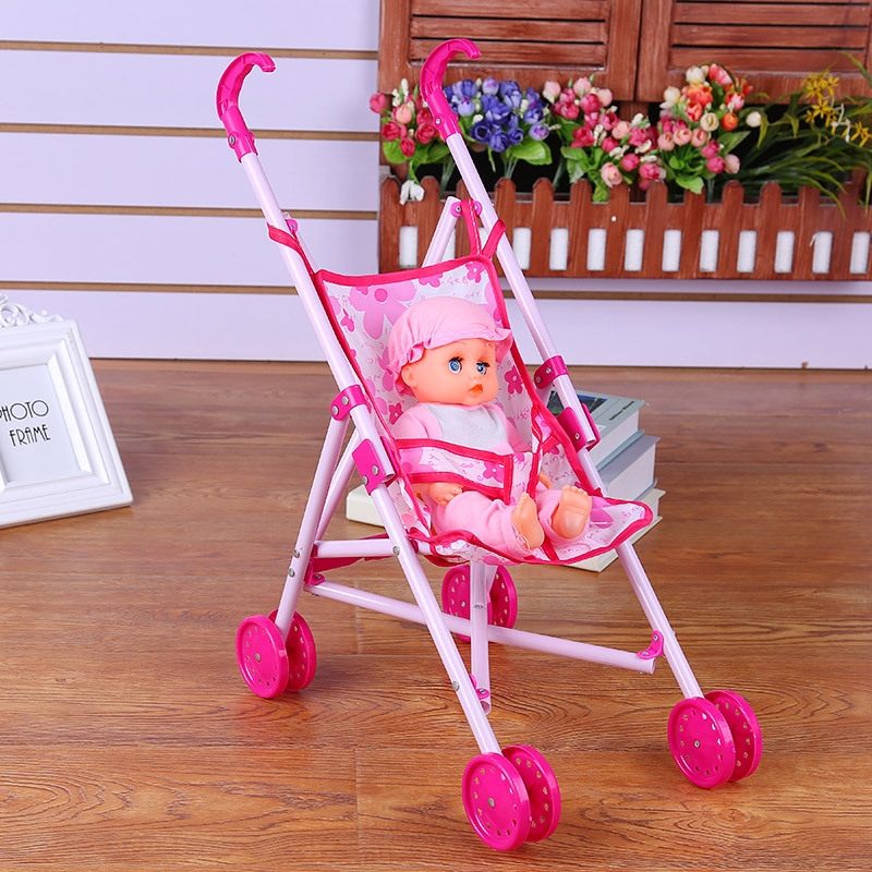 Factory direct sales of simulation trolleys, doll toys, plastic small trolleys, girls' house toys, baby trolleys full figure