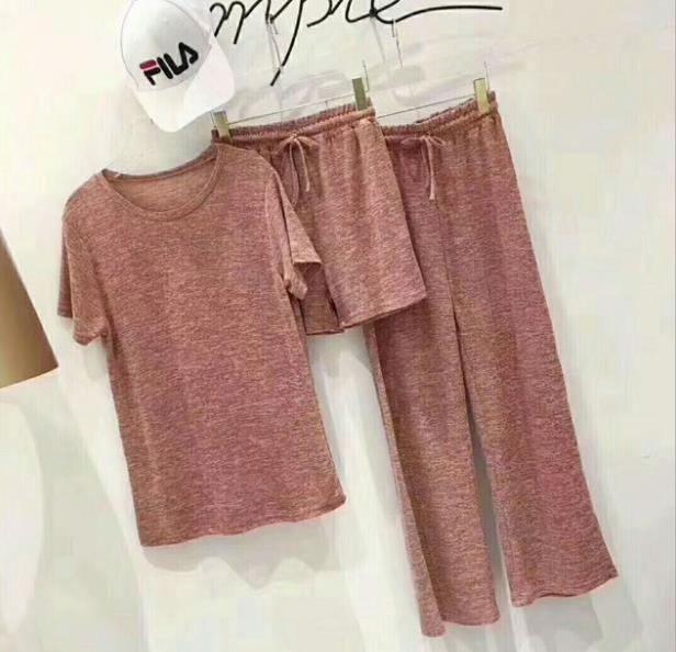 The Korean version of fashion suit women two 2020 new summer wide leg shorts three sets